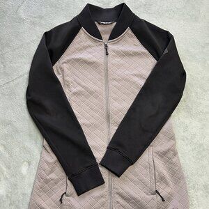 The North Face Jacket Womens Small Quilted Gray Black Full Zip Running Outdoors